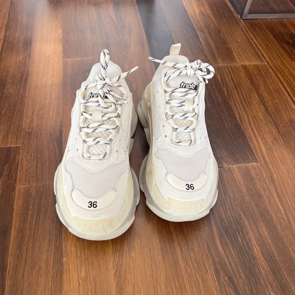 Balenciaga Triple S Clear Sole Leather and Mesh Sneaker